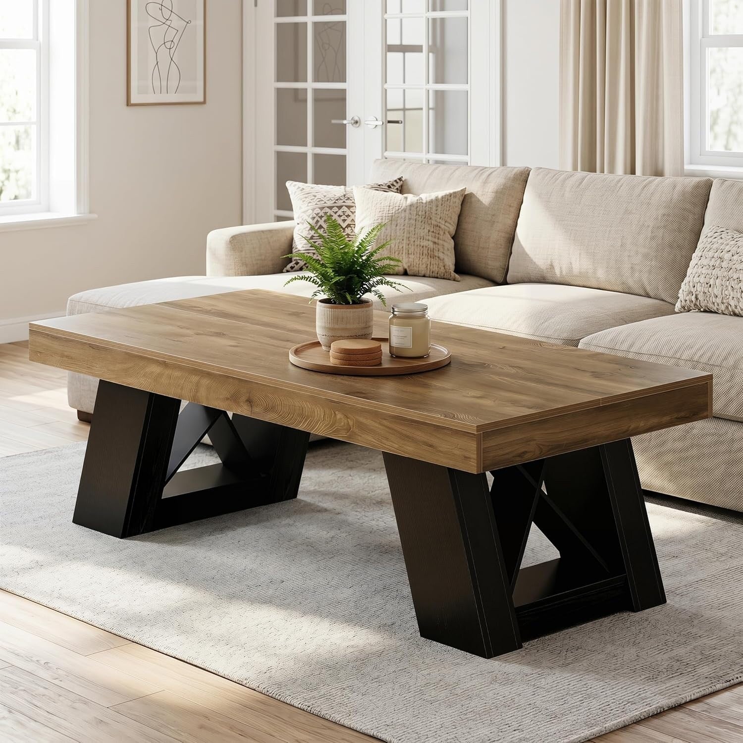55 Large Coffee Table For Living Room Rectangular Center Table