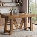 55 Long Bar Table With Footrest Farmhouse Counter Height Pub Table