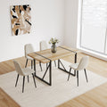 55 Mdf Dining Table And Modern Dining Chair Set Of 4 Metal Base Legs Dining Room Table And Linen Chairs