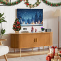 55 Mid Century Tv Stand With Power Outlet For Tvs Up To 60 Inch Media Console With Adjustable Shelves Sliding Doors