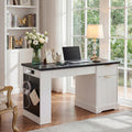 55 Modern Fluted Executive Desks With Storage Cabinet Drawers Computer Writing Desk With Power Outlet
