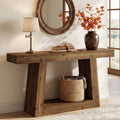 55 Solid Wood Console Table With 2 Tier Storage For Entryway Living Room