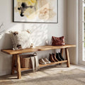 55 Solid Wood Entryway Indoor Dining Seat Bench Farmhouse Long End Of Bed Bench With Live Edge