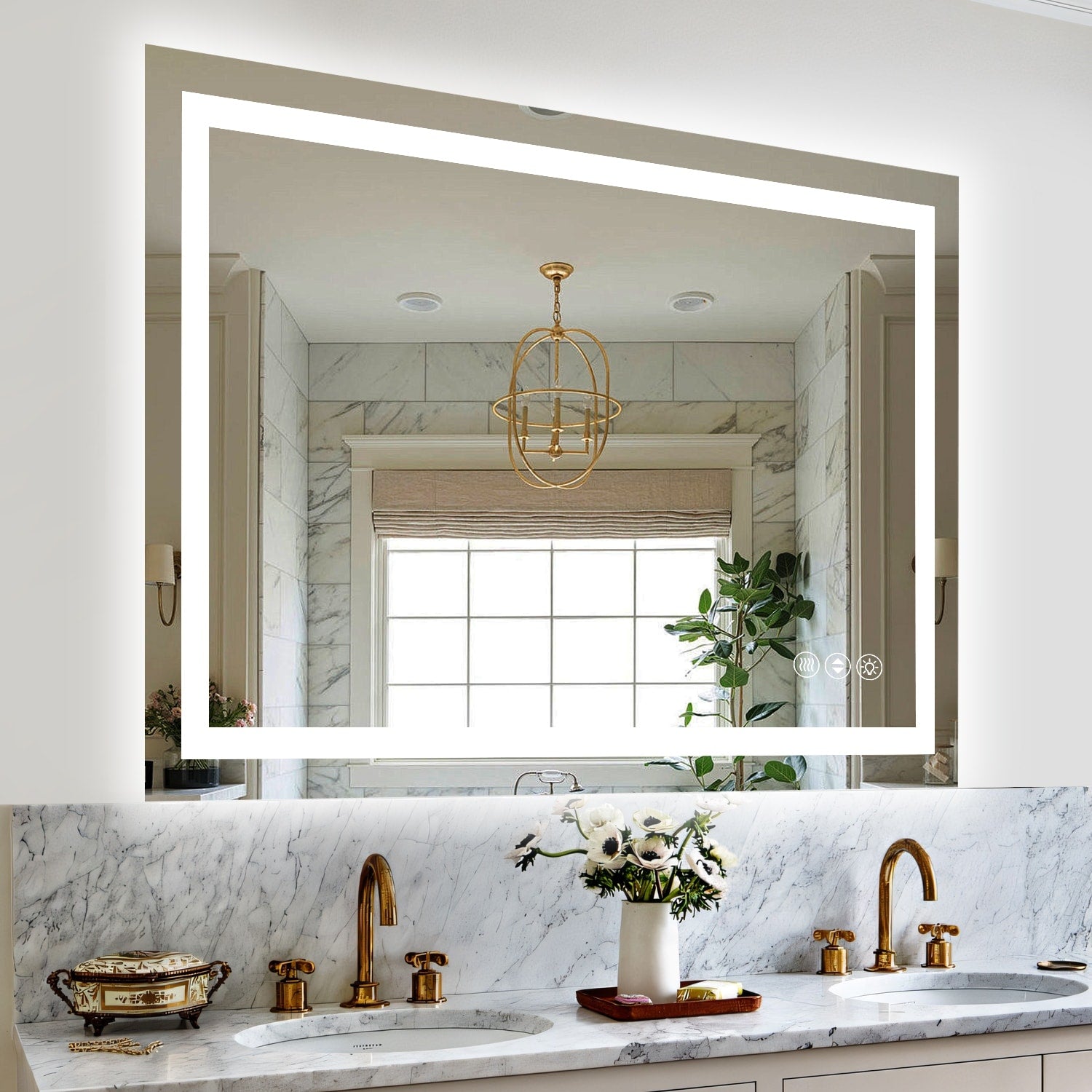 55X36 Inch Frameless Led Bathroom Mirror Smart Mirror White