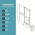 56 60 X78 Frameless Sliding Shower Door 3 8 Anti Shatter Glass Adjustable Stainless Steel Track Matte Black Nickel