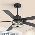 56 Inch Farmhouse Ceiling Fan With Light Quiet Reversible Dc Motor 6 Speed Remote Control Walnut Black Finish Blades