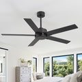 56 Inch Matte Black Ceiling Fan With Remote Control Dc Motor 6 Speed Reversible Indoor Ceiling Fan With Dual Finish Blades