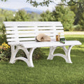 56 In. Ergonomic Weatherproof Pvc Outdoor Garden Bench