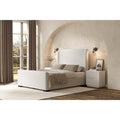56 In.H Beige Wood Frame King Size Panel Bed With Polyester Upholstery Material And Bed Frame Mounted