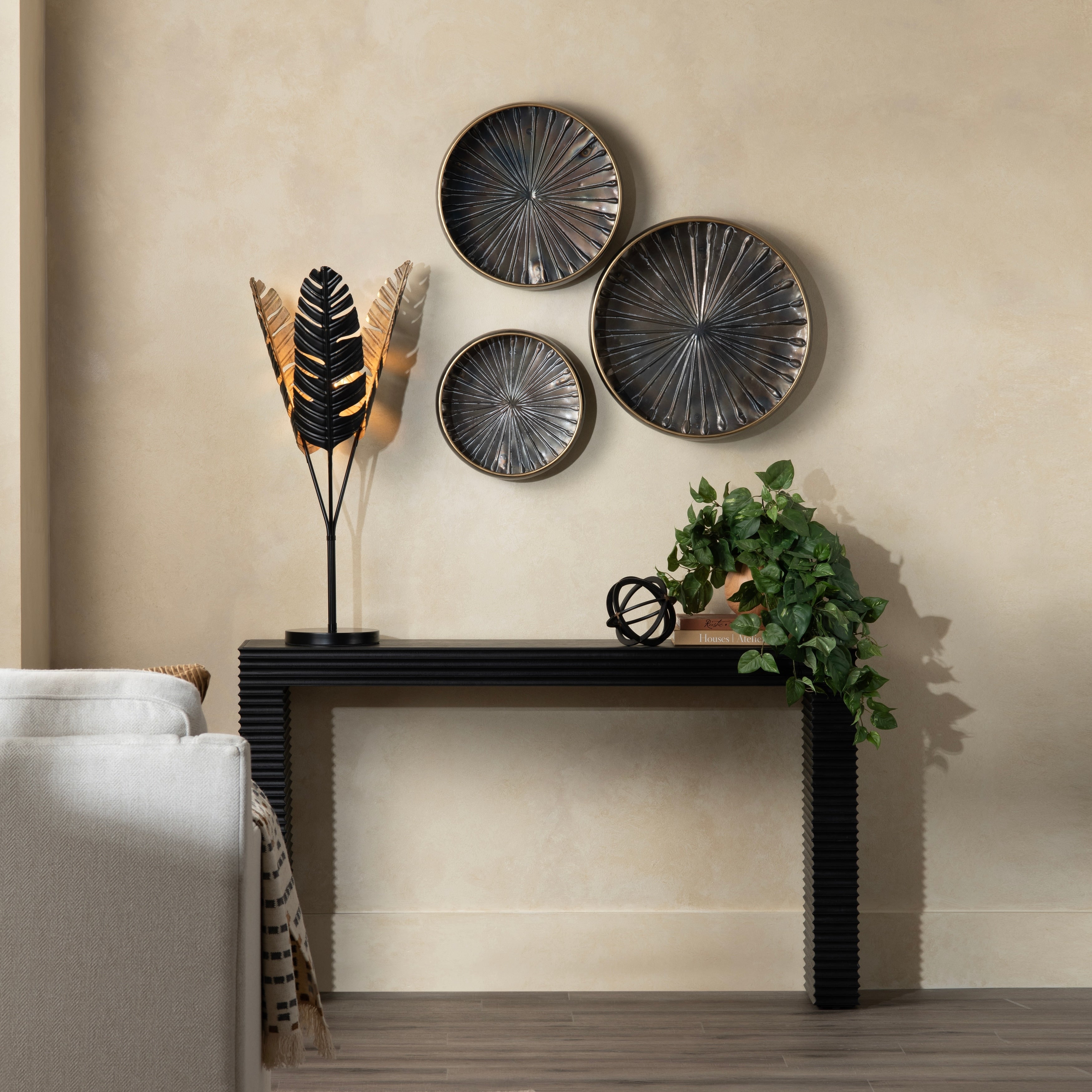 56.25 In. Black Solid Wood Accent_Console_Sofa Table