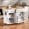 56.5 Kitchen Island With Drop Leaf Power Outlet Rolling Kitchen Cart On Wheels With 4 Doors 5 Drawers And Adjustable Shelves