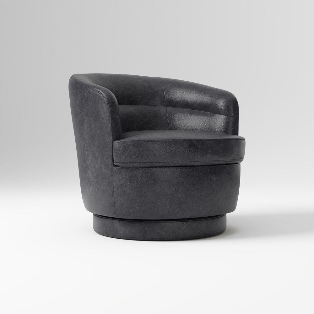 Viv Leather Swivel Armchair