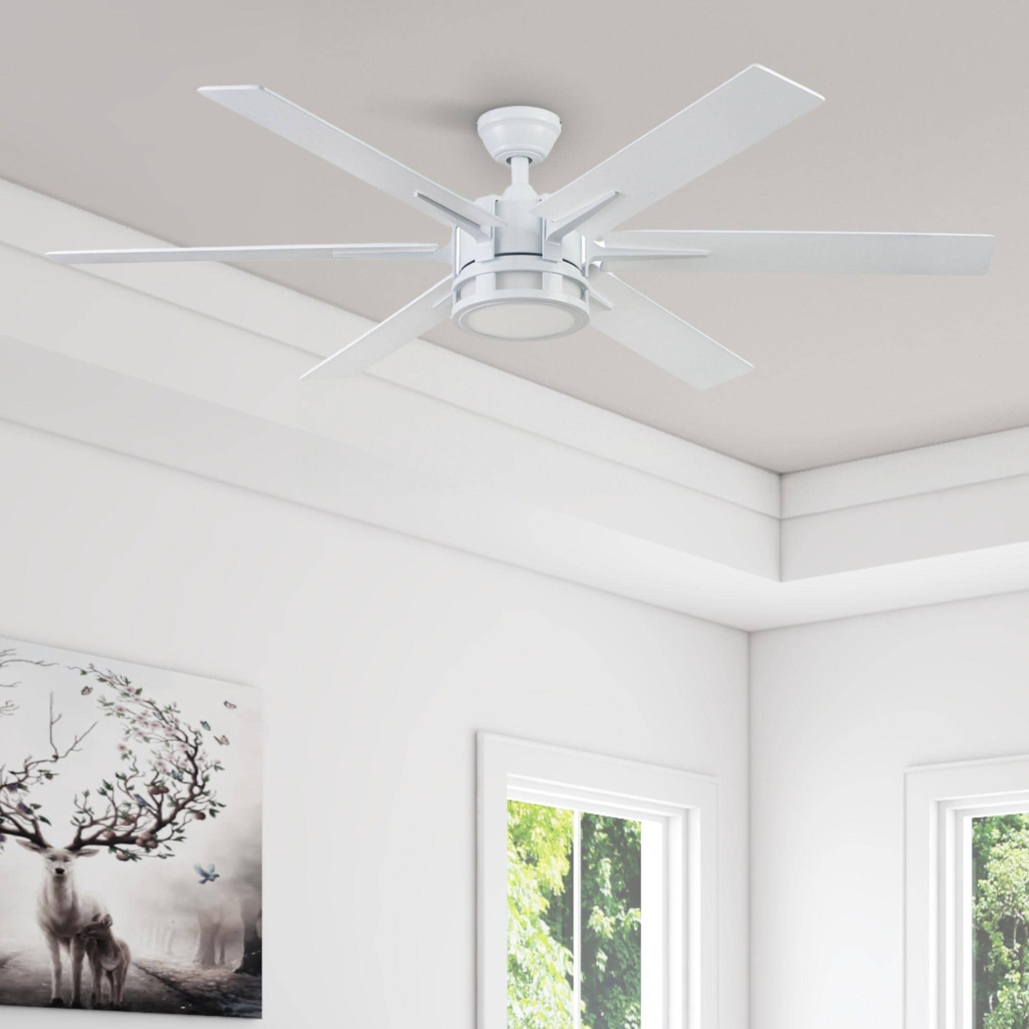 56In Honeywell Kaliza Indoor Ceiling Fan In Bright White With Remote 56