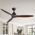 56 Modern 3 Blade Ceiling Fan With Remote And Reversible Dc Motor Rustic Wood Grain Ceiling Fan For Living Room 56 Inch