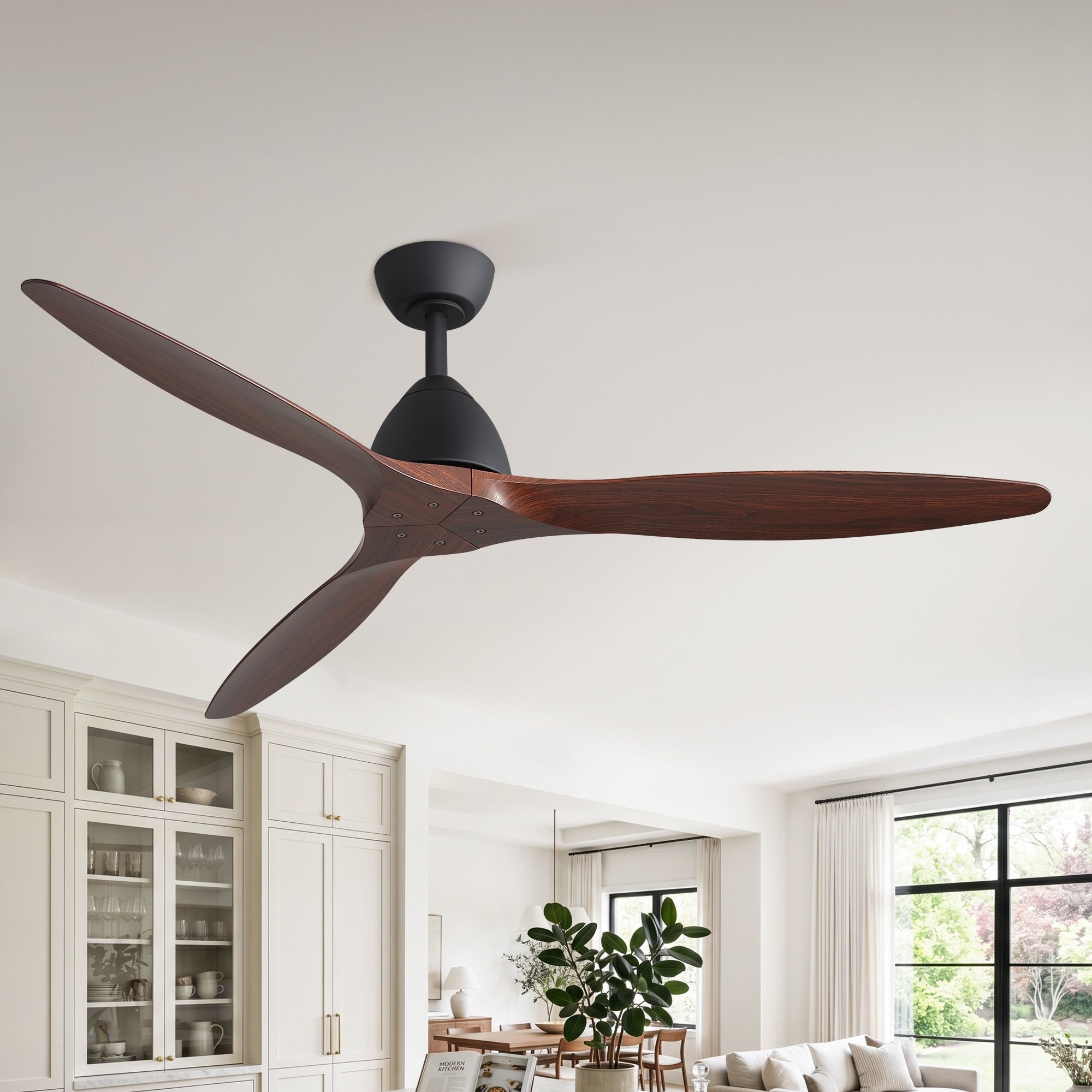 56 Modern 3 Blade Ceiling Fan With Remote And Reversible Dc Motor Rustic Wood Grain Ceiling Fan For Living Room 56 Inch