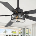 56 Reversible 5 Blade Glass Shade Ceiling Fan Chandelier With Light And Remote