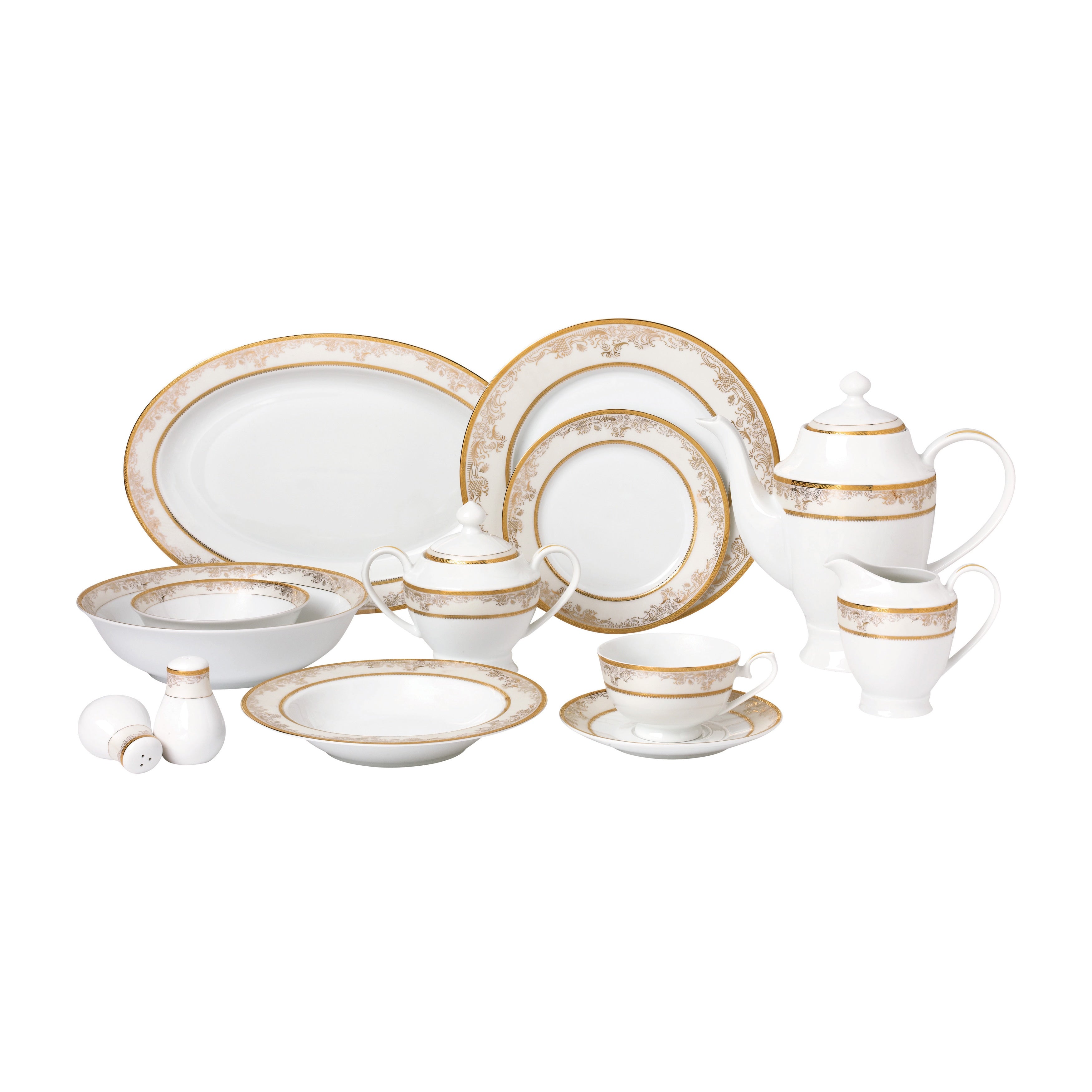57 Piece Bone China Dinnerware Set For 8 People Chloe
