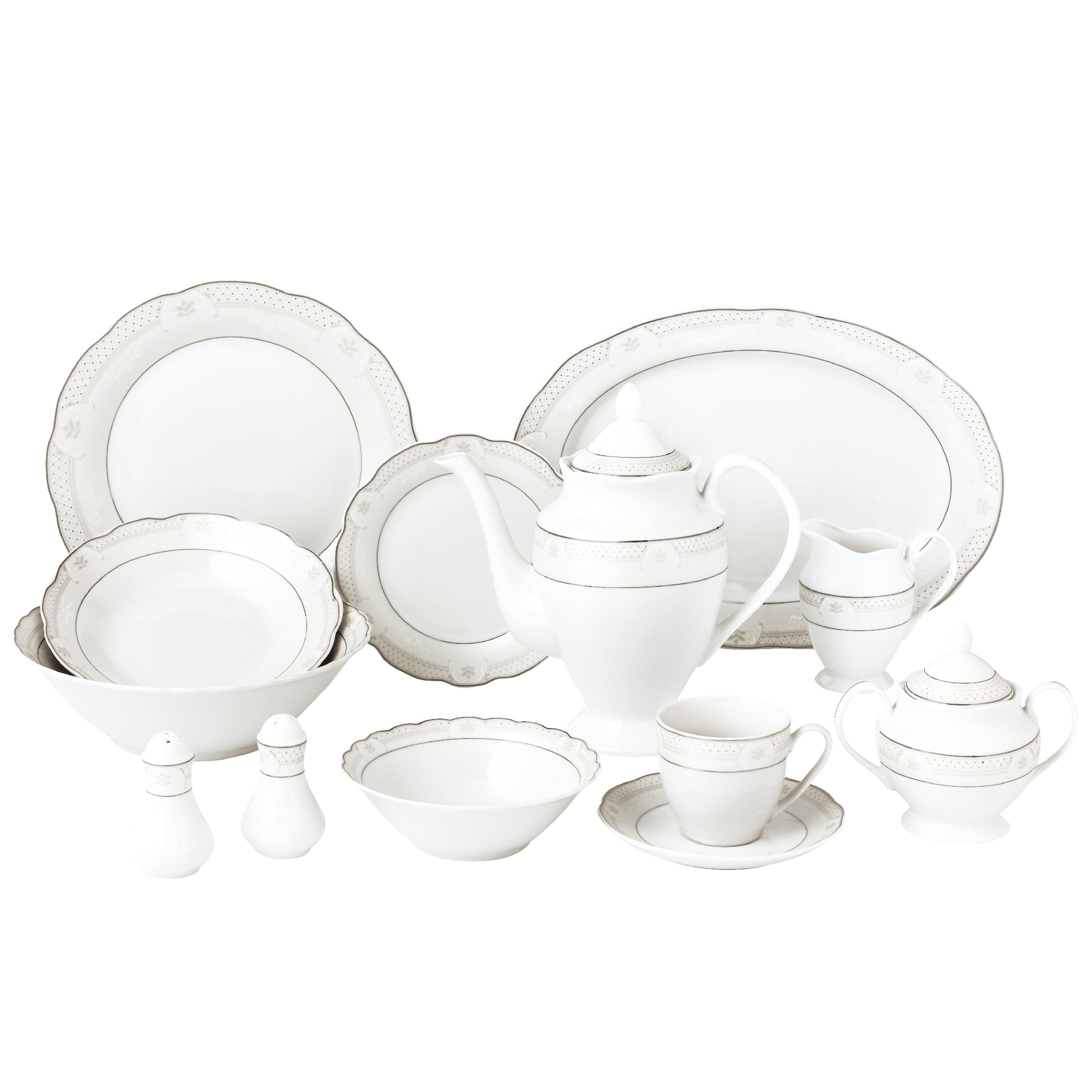 57 Piece Wavy Dinnerware Set Porcelain China Service For 8 People Atara