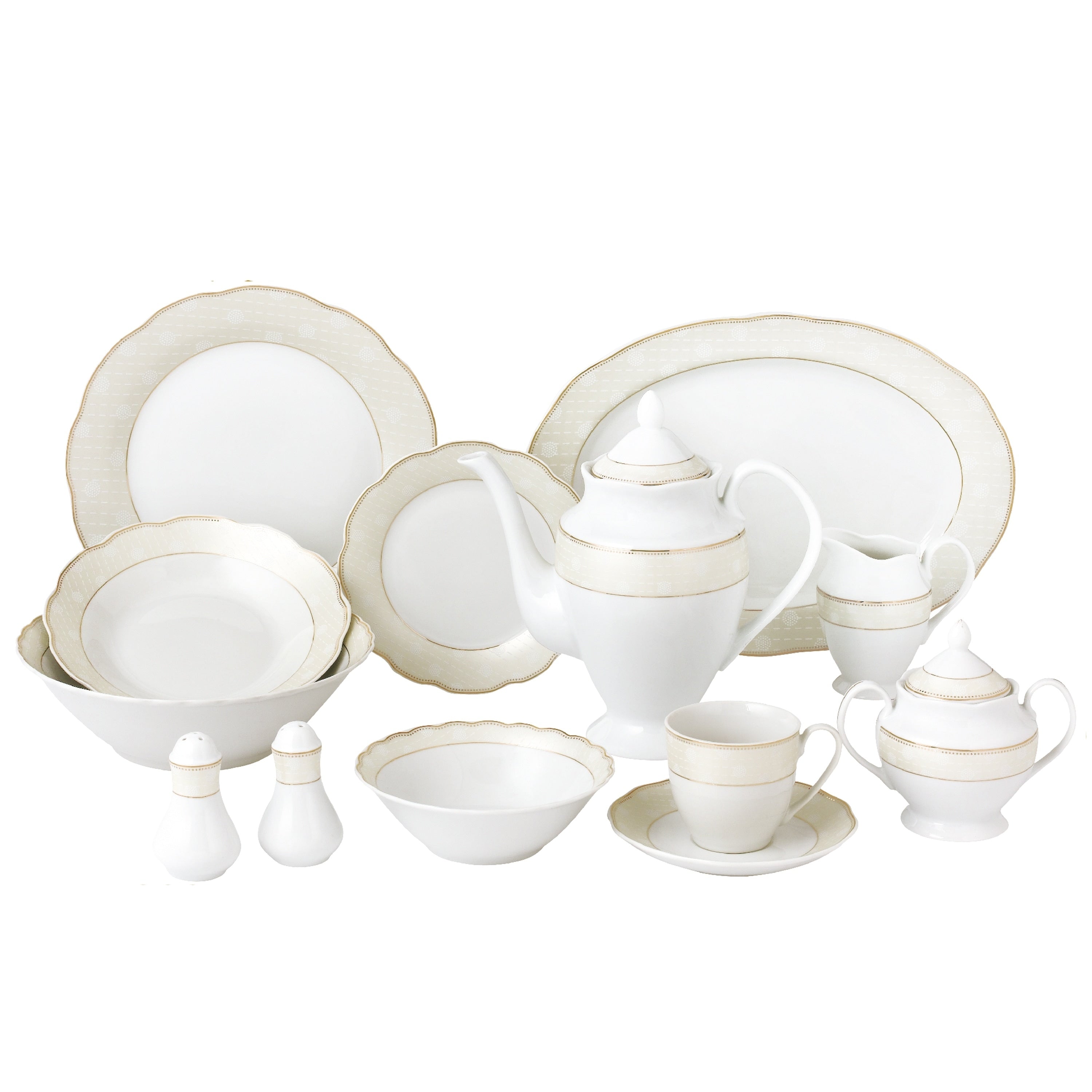 57 Piece Wavy Dinnerware Set Porcelain China Service For 8 People Tova