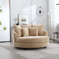 57.1W Modern Oversized Sofa Chair Round Accent Barrel Chair With 5 Pillows And Storage Ottoman