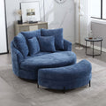 57W Oversized Sofa Chair Set Round Accent Barrel Chair With 5 Pillows And Storage Ottoman