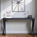 58.3 Modern Black Console Table With Crossed Legs Narrow Entryway Table For Hallway Living Room Or Office
