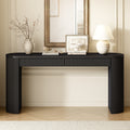 58.3 Entryway Table With Large Top And Dual Drawers Console Table With Arched Sturdy Legs Stripe Design With Adjustable Feet