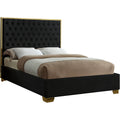 58.5 In.H Black Wood Frame King Size Panel Bed With Velvet Upholstery Material And Bed Frame Mounted
