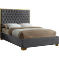58.5 In.H Black Wood Frame King Size Panel Bed With Velvet Upholstery Material And Bed Frame Mounted