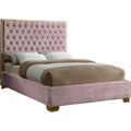 58.5 In.H Pink Wood Frame King Size Panel Bed With Velvet Upholstery Material And Bed Frame Mounted