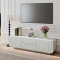 58 Tv Console With Mid Century Unique Spiral Wave Design With Storage Cabinet And 2 Drawers Tv Stand For Living Room Bedroom
