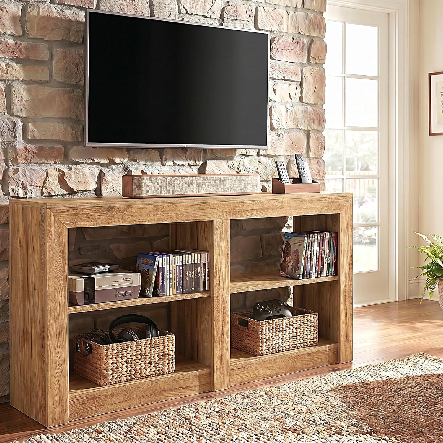 59 Inch Tall Tv Stand 3 Tier Farmhouse Tv Console With Open Storage