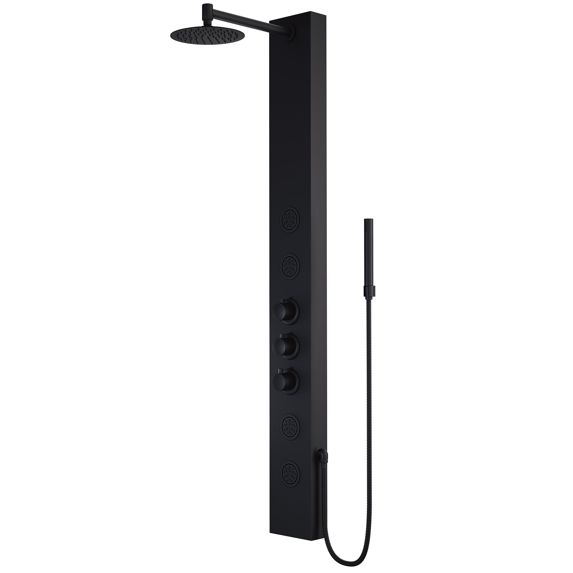 59 In Ellington Matte Black 4 Spray Massage Jet Shower Panel System