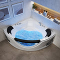 59 In. X 59 In. Whirlpool Bathtub With Center Drain 6 Hydro Massage Jets And Chromatherapy Led Lights In Milk White