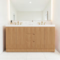 59.3 Inch Double Sink Bathroom Vanity With Smc Top Freestanding Mdf Cabinet With 4 Doors And 3 Drawers