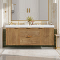 59.3 Inch Double Sink Bathroom Vanity With Smc Top Mdf Cabinet Soft Close Doors Divided Drawers Wall Mounted