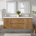 59.3 Inch Double Sink Bathroom Vanity With Smc Top Mdf Cabinet Soft Close Doors Divided Drawers Wall Mounted