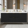 59.3 Double Sink Bathroom Vanity Wall Mounted Cabinet With Smc Integrated Top Soft Close Storage Drawers