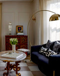 Venus Black Arc Floor Lamp with Marble Base