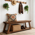 59 Farmhouse Solid Wood Shoe Bench With Open Storage Space For Entryways 13.78 D X 59.06 W X 19.69 H