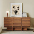59 Mid Century Modern Sideboard Buffet Cabinet Brown Wood Storage Cabinet With 9 Drawers For Living Room Dining Room