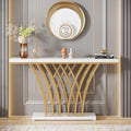 59 Modern Faux Marble Entryway Console Table With Grid Metal Base For Living Room Hallway Foyer