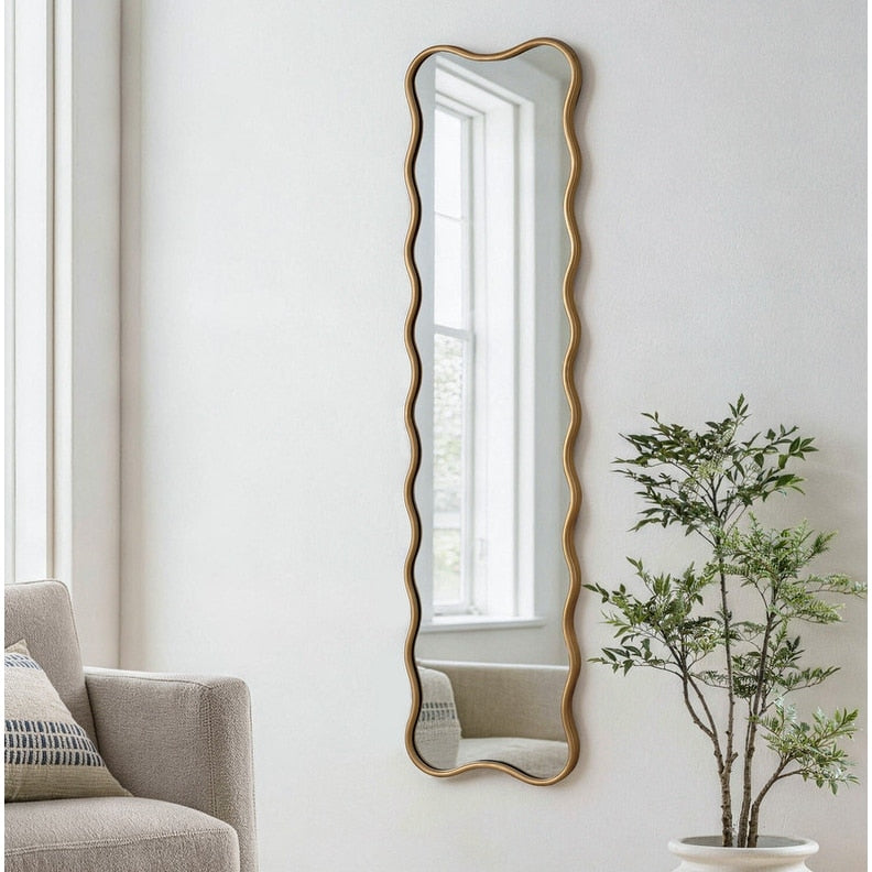 59 Wavy Frame Antique Bronze Full Length Wall Mirror