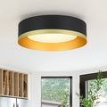 5Cct Dimmable Ceiling Light Gold Trim Flush Mount With Drum Glass 13.8 In