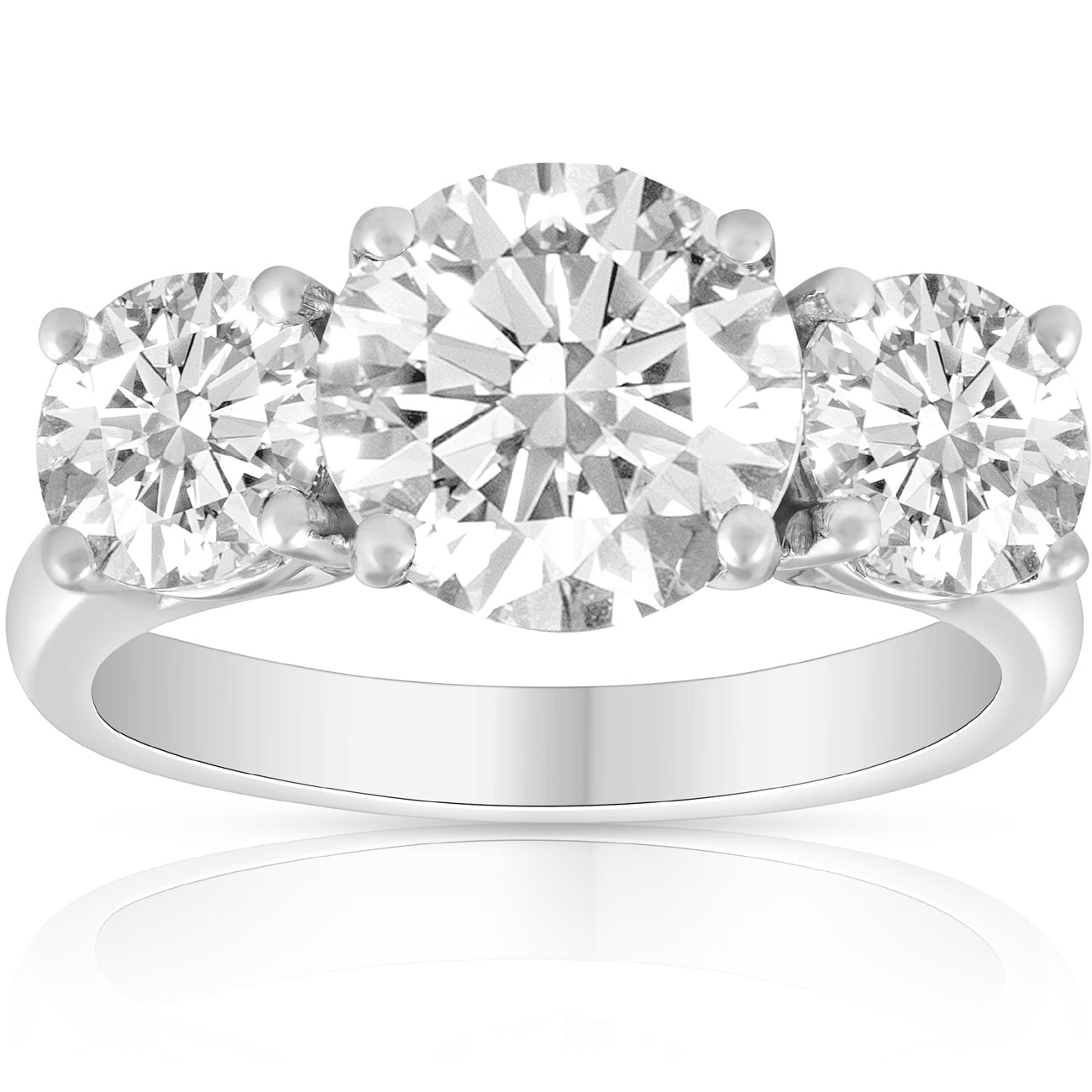 5Ct Three Stone Moissanite Ring 10K White Gold