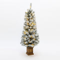 5Ft Pre Lit Artificial Flocked Fir Christmas Tree In Square Planter Pot 60 H X 19.2 Diameter