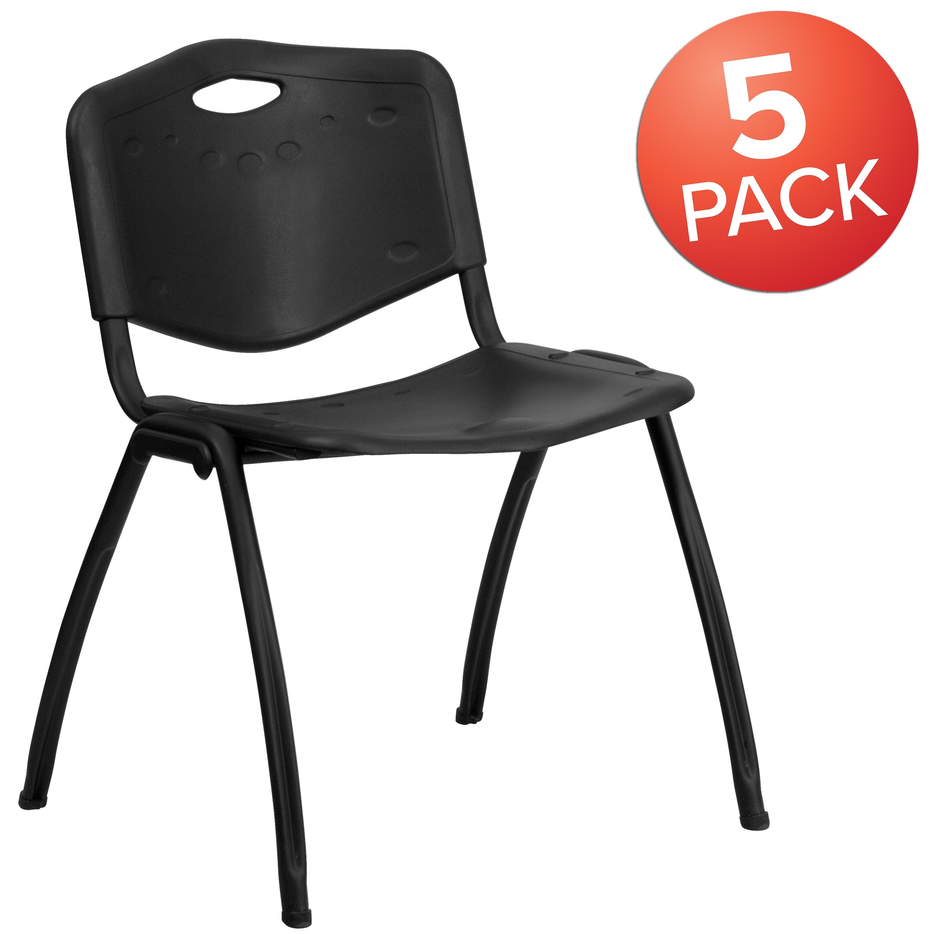 Lancaster Home Black Plastic Stack Chair