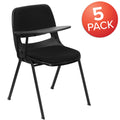 Metal Fabric Upholstered Right Hand Tablet Arm Chair