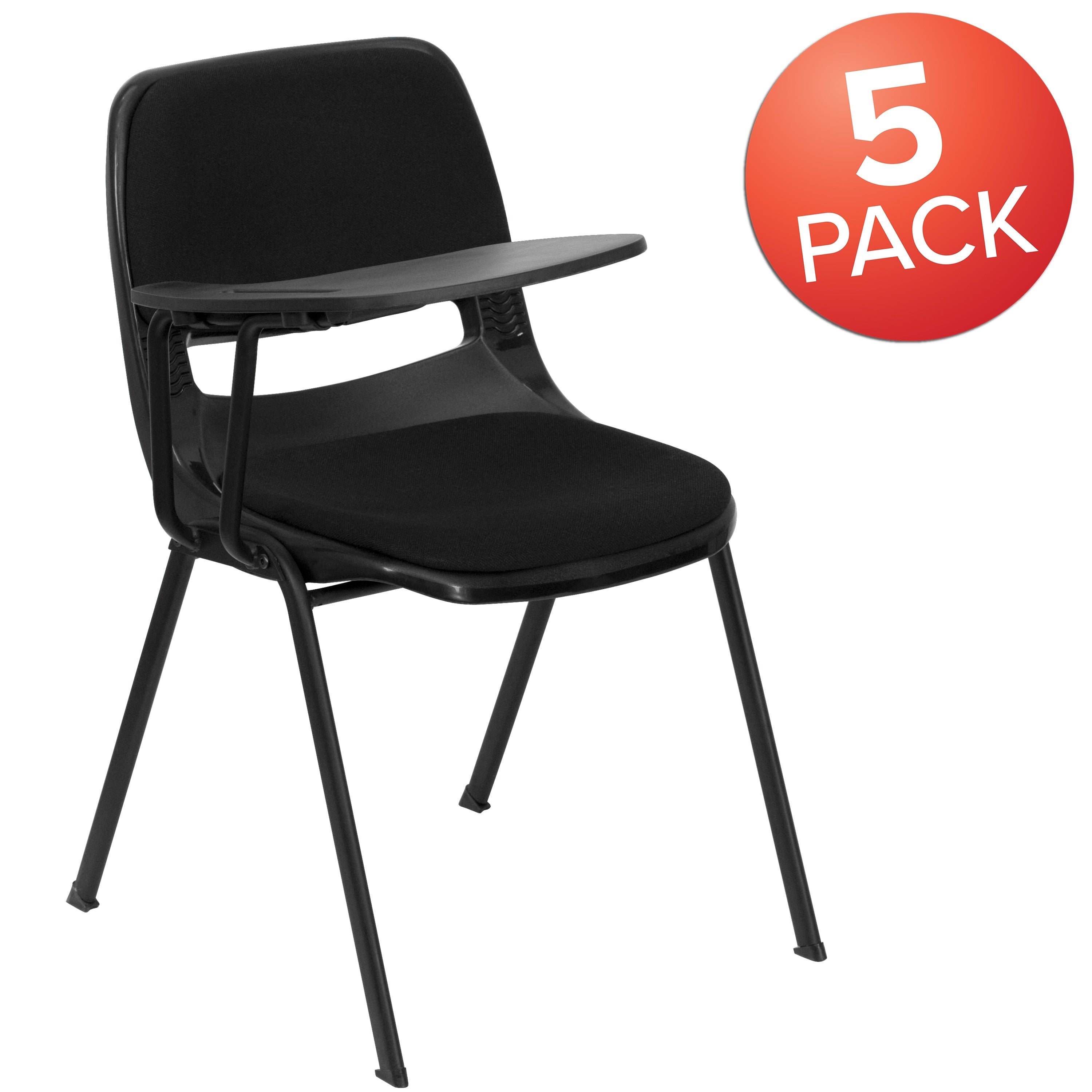 Metal Fabric Upholstered Right Hand Tablet Arm Chair