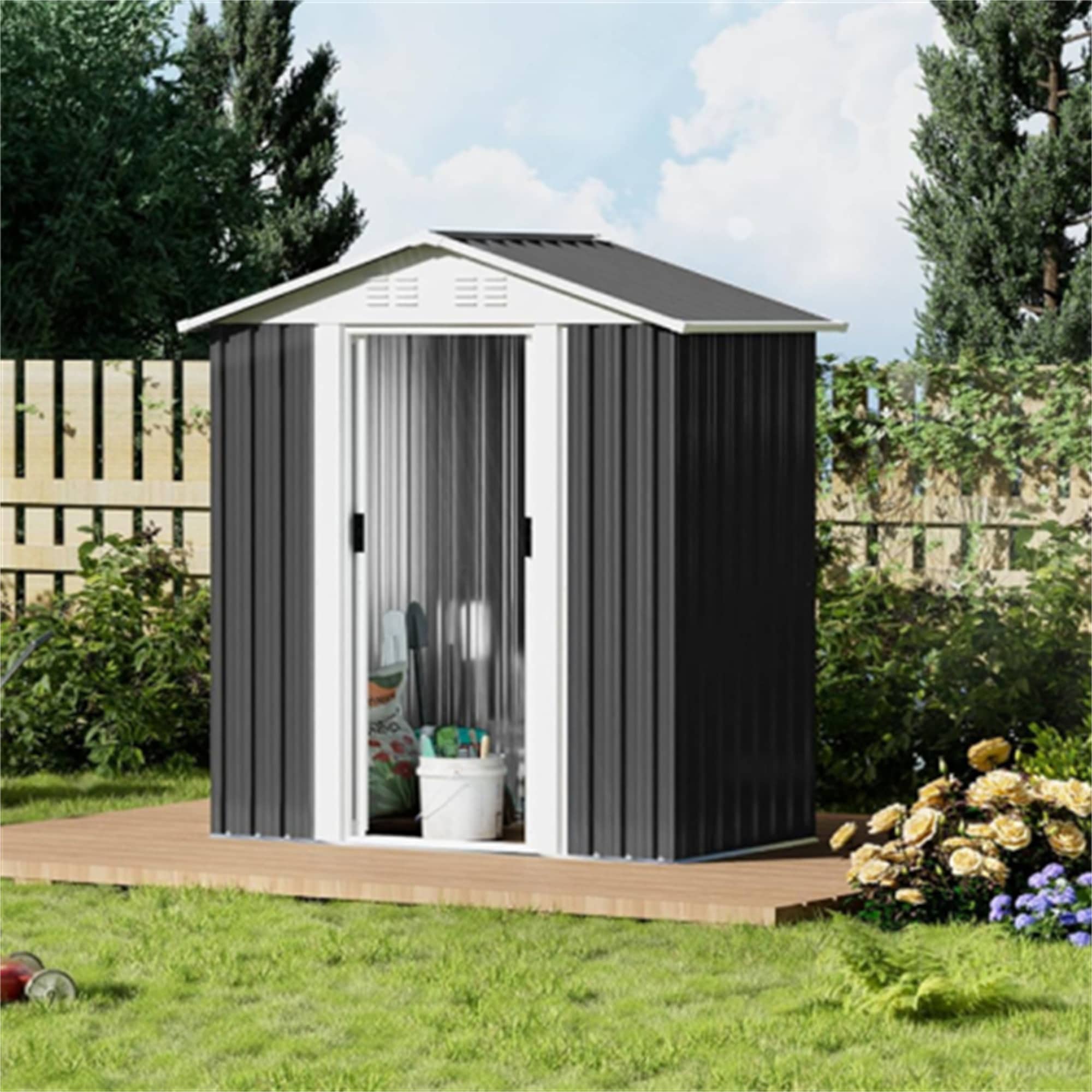5X3 Feet Dark Grey Outdoor Storage Shed